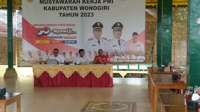 Musyawarah Kerja PMI Wonogiri di Kecamatan Selogiri, Kabupaten Wonogiri, Rabu (8/2/2023). (ist)