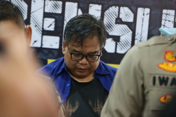 DS, oknum pelatih Taekwondo yang menjadi tersangka pencabulan tiga anak didiknya ditahan di Mapolresta Surakarta, Jumat (23/3/2023).