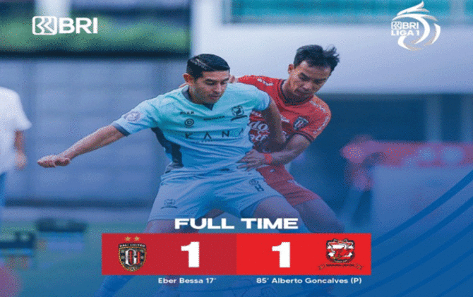 Bali United harus puas berbagi satu angka dengan Madura United. (Twitter Liga 1)