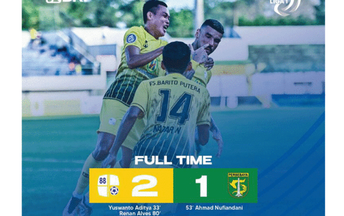 Barito Putera berhasil mengatasi Persebaya Surabaya di Stadion Demang Lehman. (Twitter Liga 1)