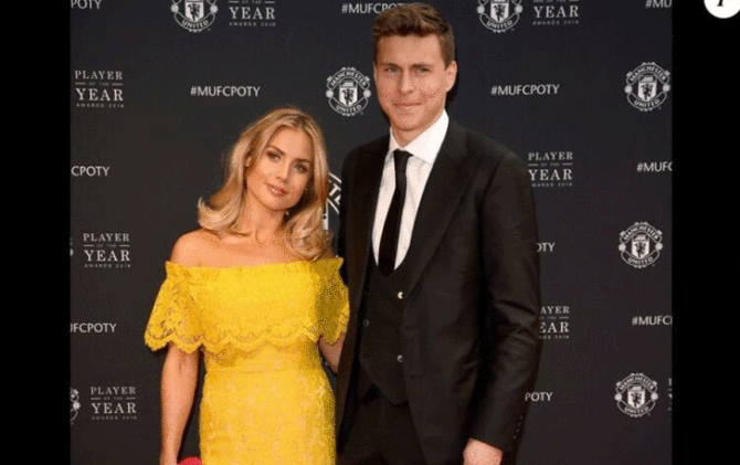 Nilsson bersama suaminya yang juga bek tengah Manchester United Victor Lindelof. (JPG/PURE PEOPLE )