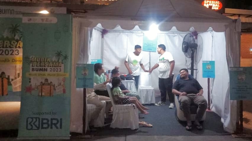 Posko Mudik Asyik Bersama BUMN 2023 yang disiapkan BRI. (BRI FOR RADAR SOLO)