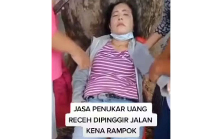 Viral di media sosial seorang ibu yang dinarasikan tukang jasa penukar uang di kawasan Kalimalang, Bekasi Selatan, dirampok uangnya senilai Rp 30 juta. (Instagram @bekasi_terkini)
