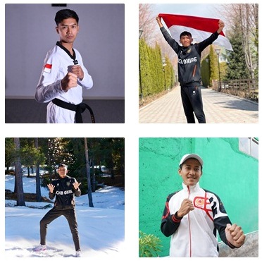 Atlet Eks Karesidenan Surakarta di Sea Games Kamboja. (seturut jarum jam) Osnando Naufal Khairudin_Taekwondo, Alfiandi_Kick Boxing, Khoirudin Mustakim_Pencak Silat, Firman Muharram Syach_Kick Boxing.  (ISTIMEWA)