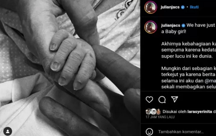 Julian Jacob umumkan sang istri melahirkan anak pertama. (Instagram @julianjacs)