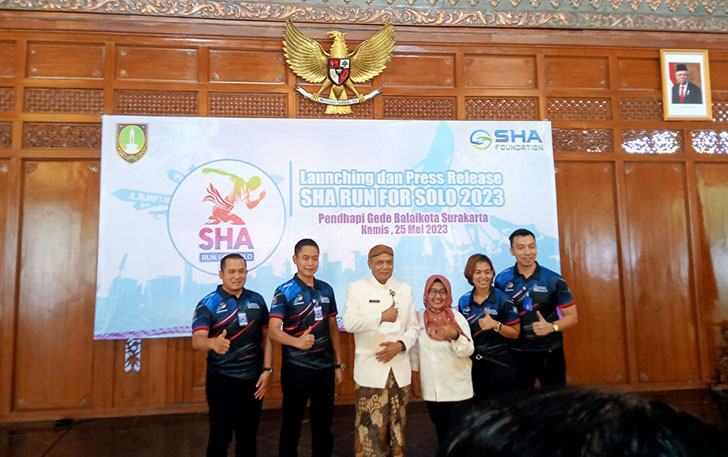 Jumpa pers SHA Run for Solo di Pendhapi Gedhe Balai Kota Solo, Kamis (25/5). (MANNISA ELFIRA/RADAR SOLO)