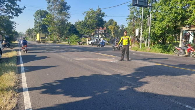 Lokasi kecelakaan di Jalan Semarang-Solo, Penggung, Boyolali Kota yang menewaskan siswi SMPN 5 Boyolali, Kamis (25/5/2023). (RAGIL LISTIYO/RADAR SOLO)