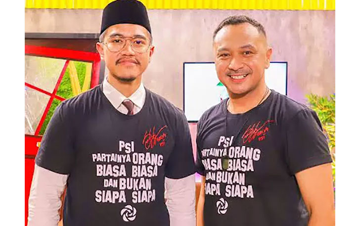 Putra bungsu Presiden Joko Widodo (Jokowi) Kaesang Pangerap bertemu dengan Ketua Umum Partai Solidaritas Indonesia (PSI) Giring Ganesha. (Istimewa)