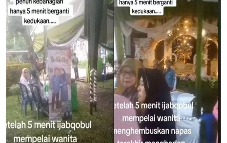 Mempelai wanita di Palembang meninggal dunia usai ijab kabul (Screenshot video TikTok)