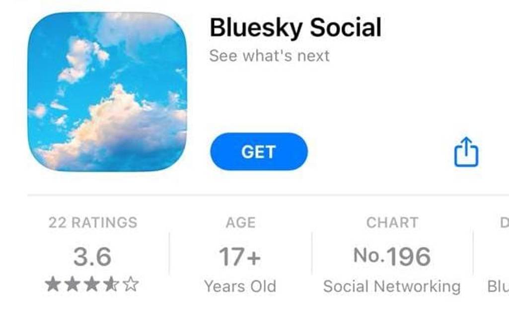 BARU: Aplikasi Bluesky yang tersedia di Apple Store dan Play Store. (foto: tangkapan layar di Apple Store)
