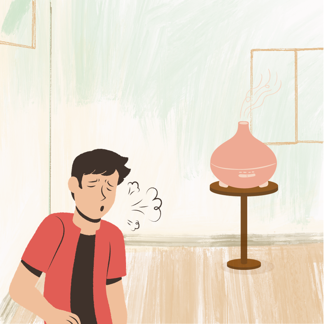 ilustrasi penggunaan humidifier (foto: grafis Radar Sidoarjo)