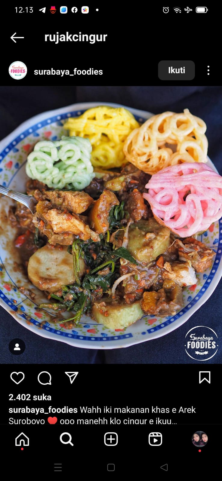 rujak cingur (foto: instagram @surabaya_foodies)