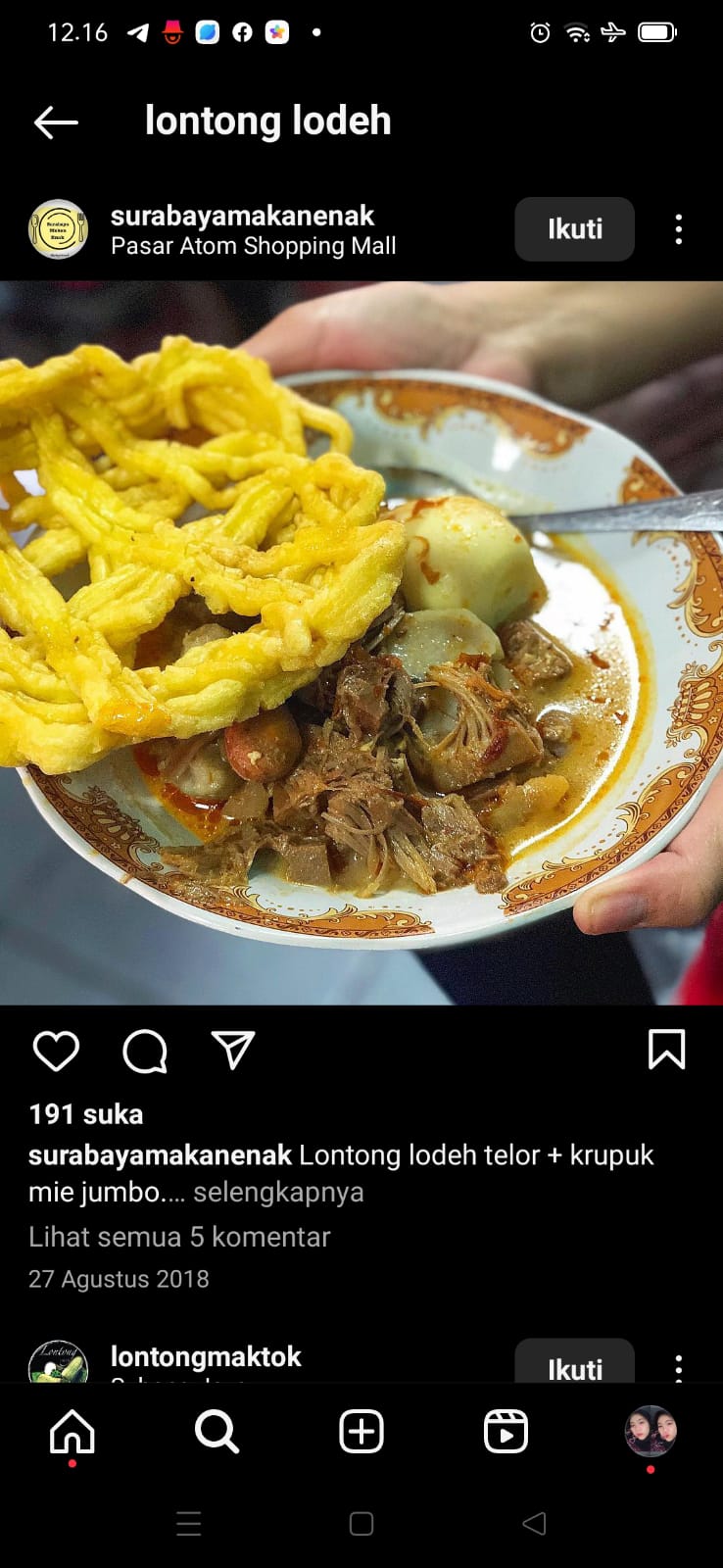 lontong lodeh (foto: instagram @surabayamakanenak)