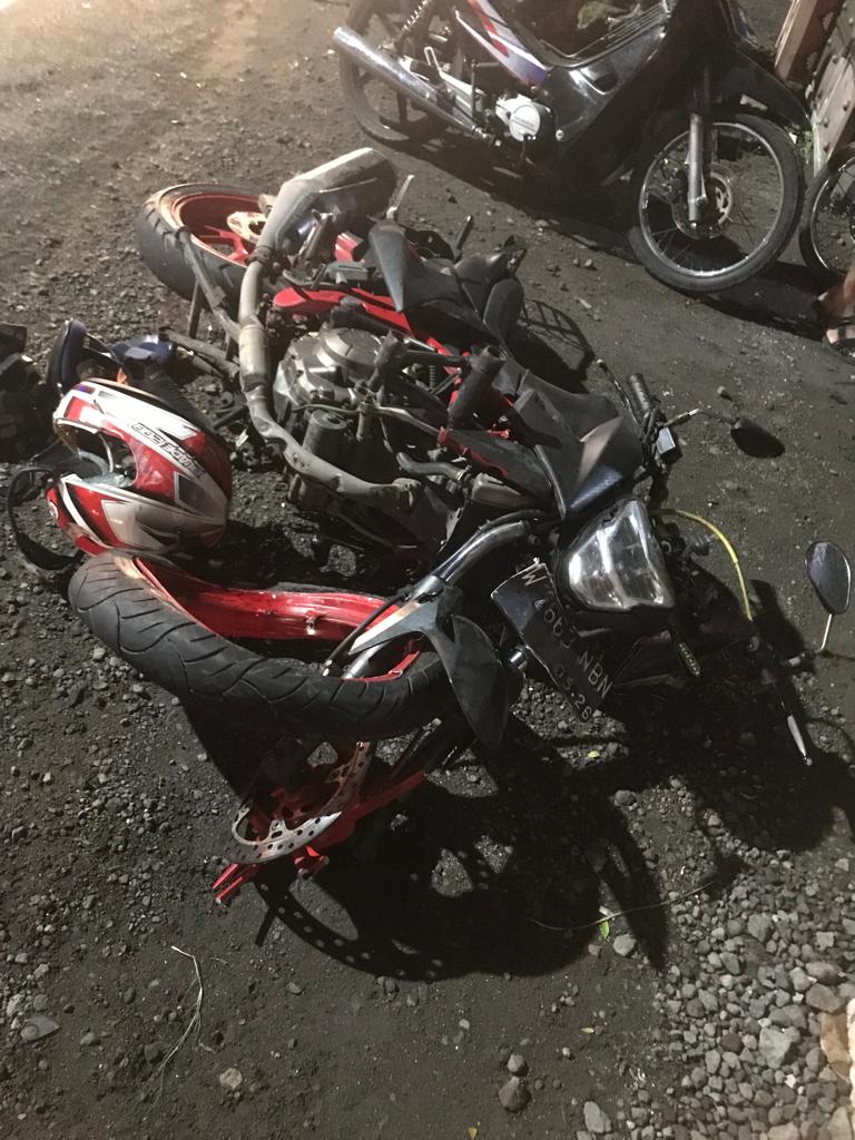 RINGSEK: Kondisi motor korban rusak parah.