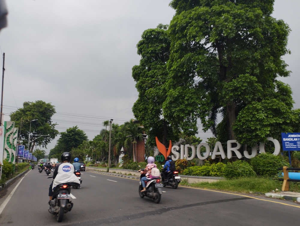MENDUNG: Pohon di tepi jalan protokol bakal ditebang untuk antisipasi tumbang saat terkena angin kencang. (ANNISA FIRDAUSI/RADAR SIDOARJO)