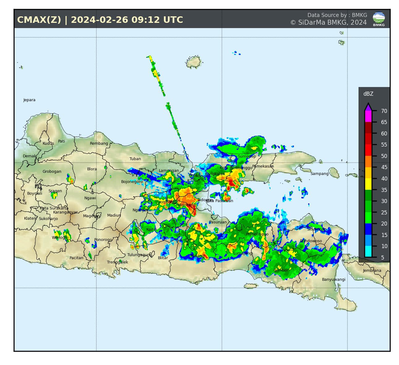 EKSTREM: Prakiraan cuaca di Sidoarjo dan sekitarnya oleh BMKG Juanda.