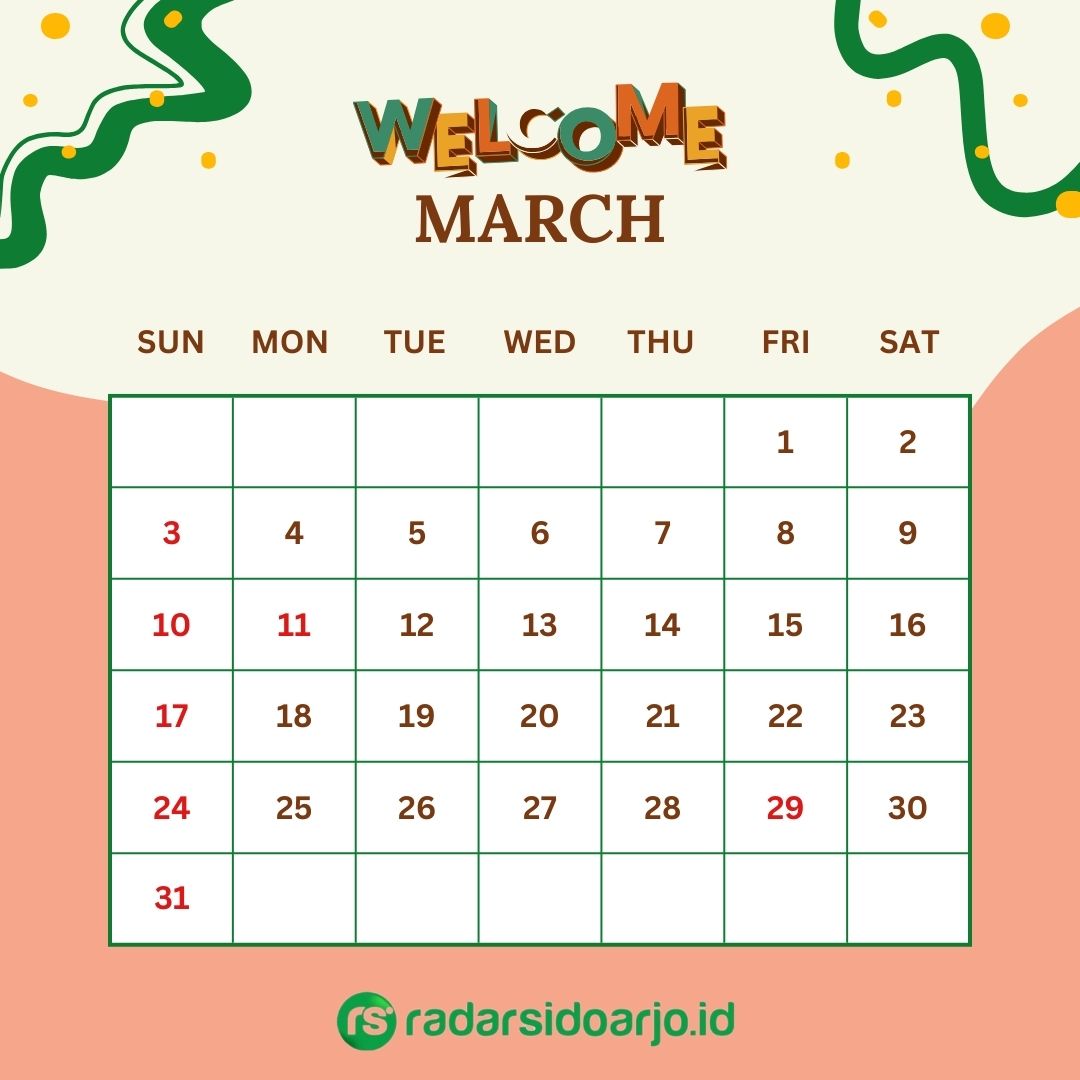 Kalender di Bulan Maret 2024