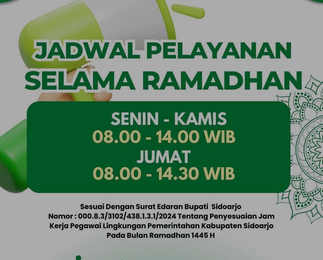 BERUBAH: Jadwal pelayanan dan jam kerja ASN di Sidoarjo mengalami perubahan saat Ramadan.