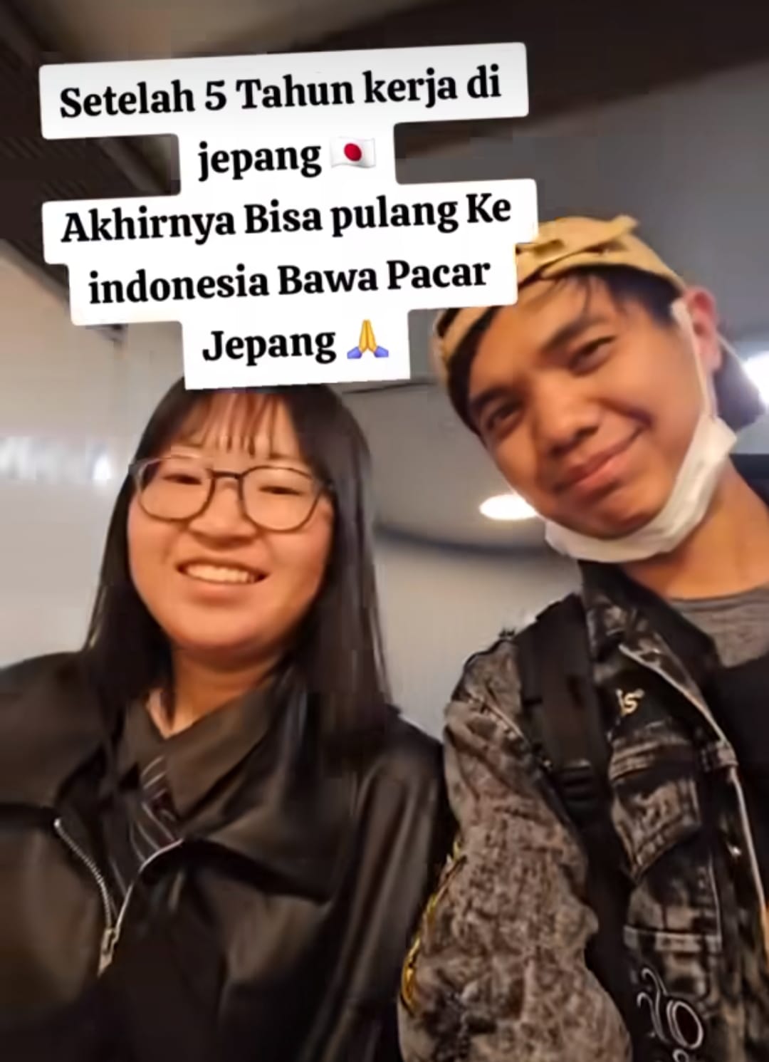 KASMARAN: Faris, pria asal Tulangan, Sidoarjo membawa pacar Jepangnya pulang. (IST/akun TikTok @fariscinemart)