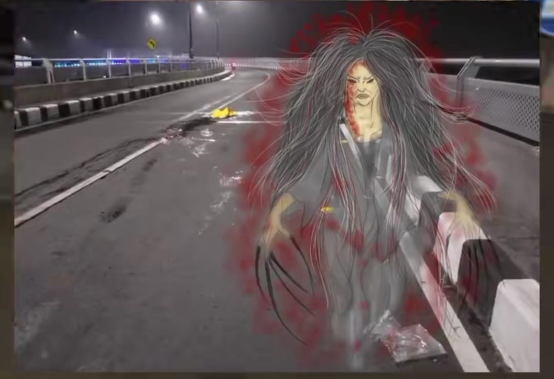 Sosok di Flyover Krian. (IST/akun TikTok EXSAKA)