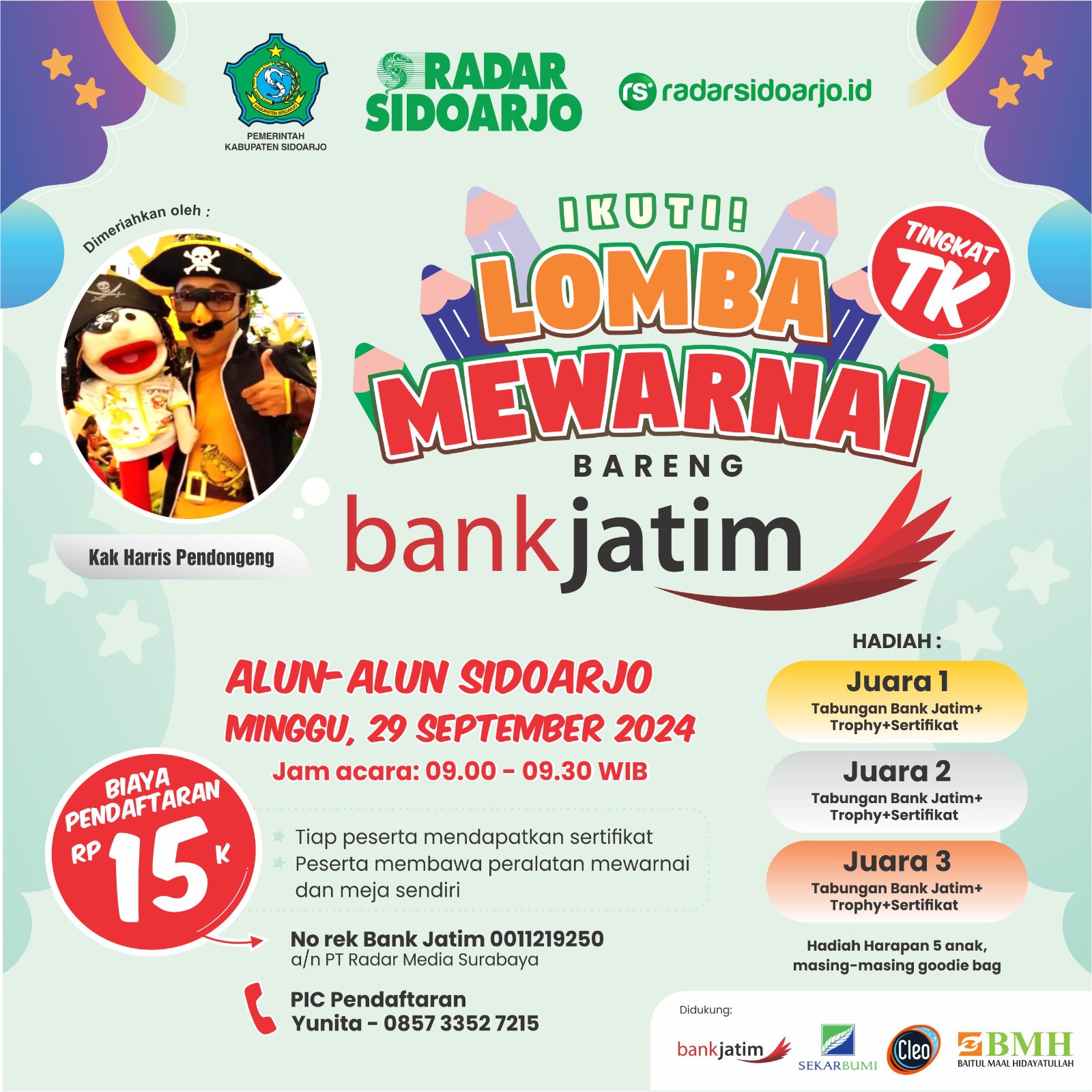 MERIAH : Lomba mewarnai bareng Bank Jatim yang diselenggarakan Radar Sidoarjo.