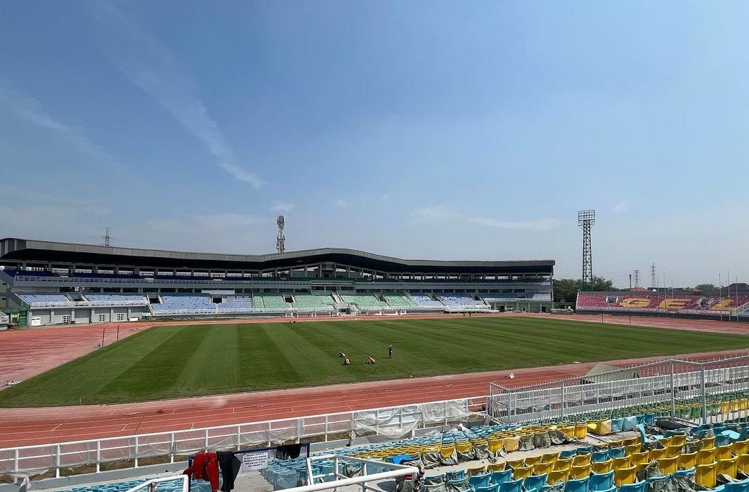 LAYAK: Wajah Stadion Gelora Delta Sidoarjo usai direvitalisasi. (FOTO&nbsp;IG @karyaramaprima.id)  &nbsp;