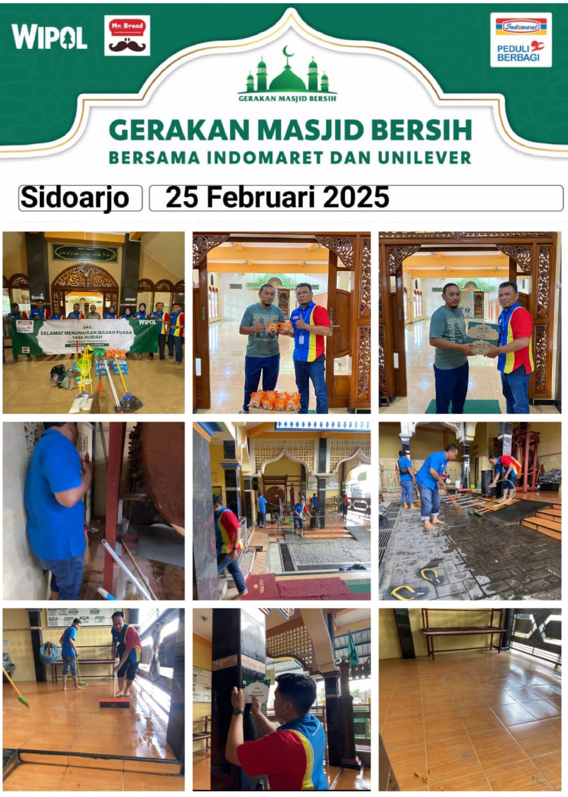 BERMANFAAT: Gerakan Masjid Bersih oleh Indomaret dan Unilever Indonesia di Masjid AL MUBAROK Jalan Tumapel Ketajen Sidoarjo.  &nbsp;