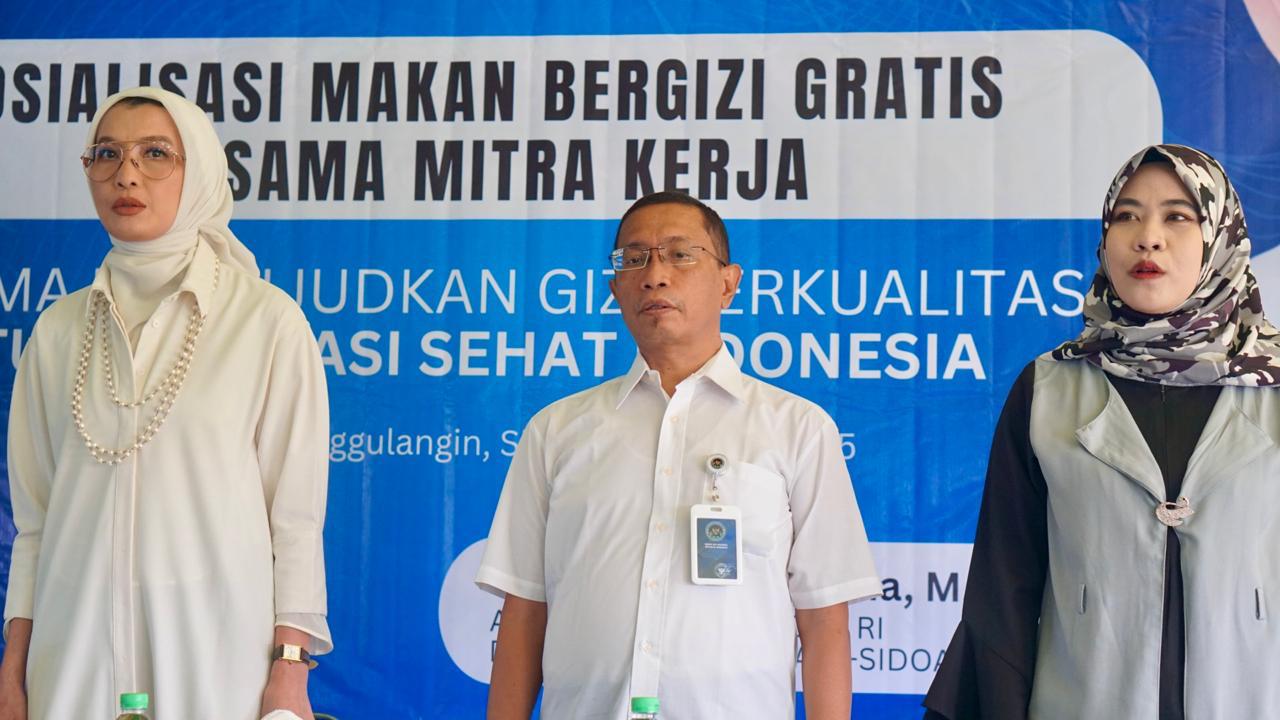 KOORDINASI: Dari kiri Anggota Komisi IX DPR RI Arzeti Bilbina, Tenaga Ahli Badan Gizi Nasional (BGN) Imam Bachtiar Farianto, serta Ahli Gizi RS Delta Surya Bibit Puji Lestari.