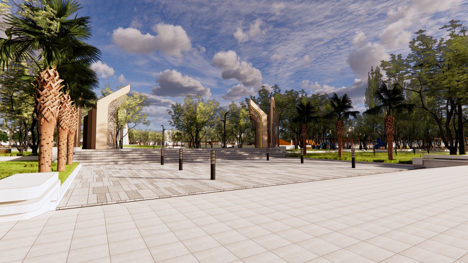 DIPERBAIKI: Desain baru Alun-alun Sidoarjo yang lebih ramah anak.
