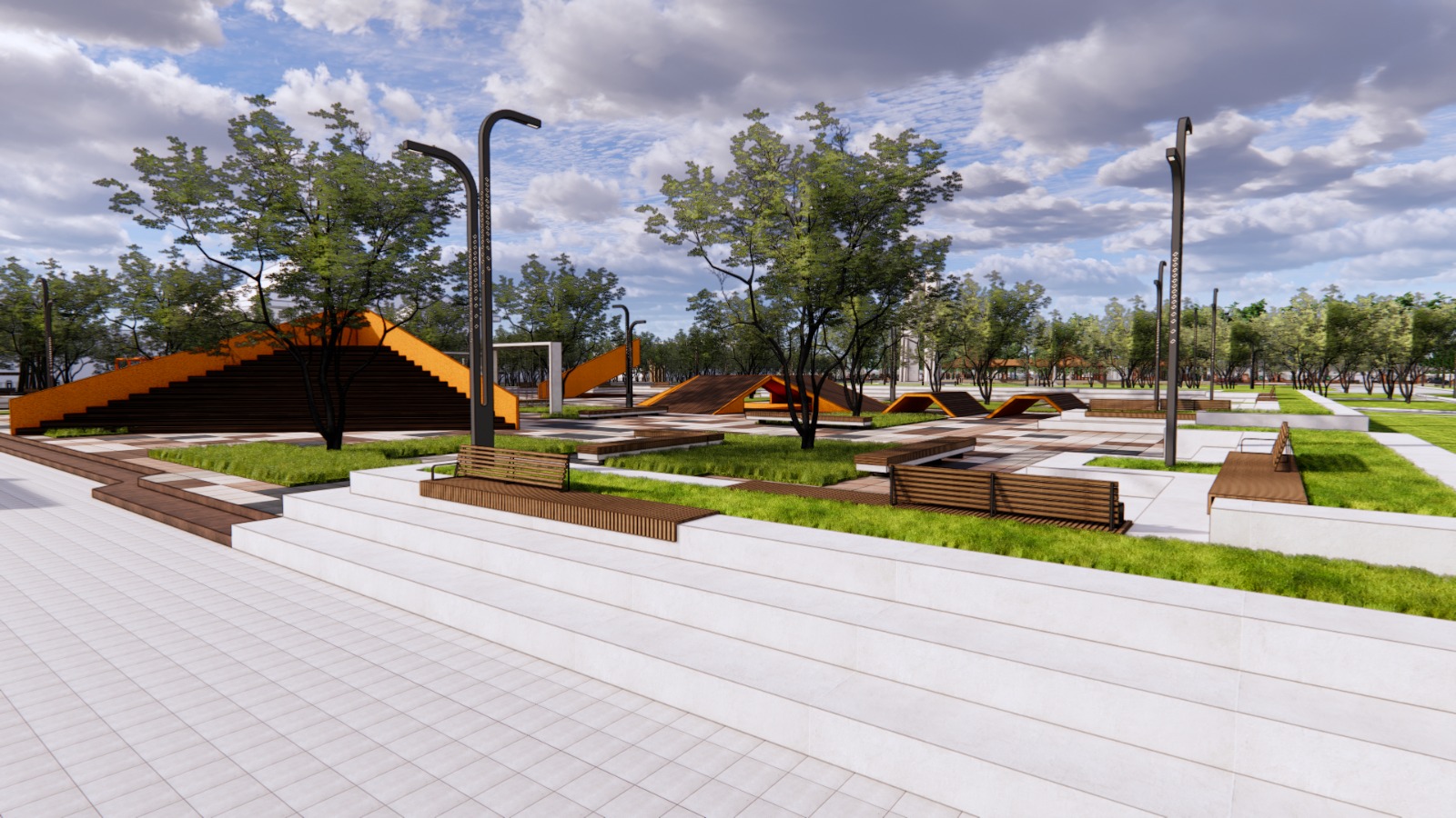 DIUBAH: Desain dan fasilitas baru Alun-alun Sidoarjo sedang dikerjakan.