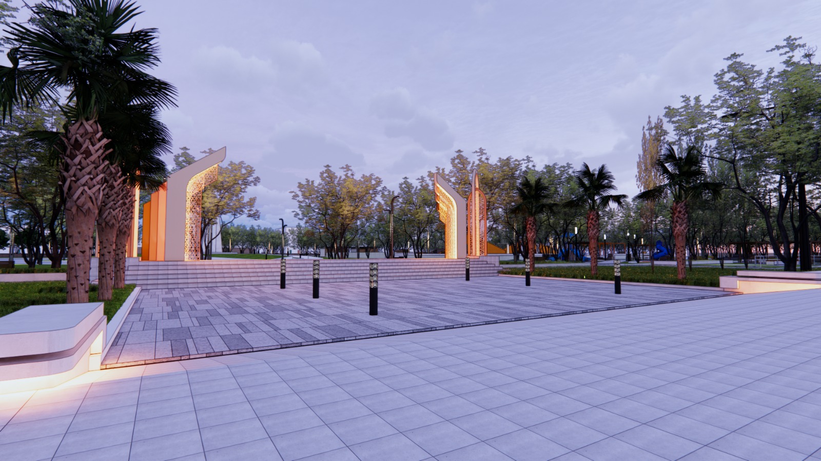 DIKERJAKAN: Beberapa sudut Alun-alun akan dipercantik sepert pada gambar.