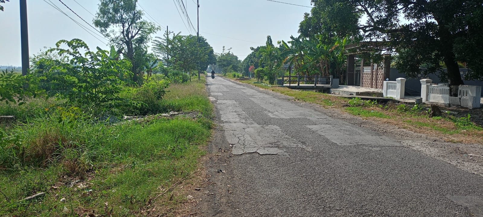 SEGERA DIPERBAIKI: Kondisi jalan Desa Segodobancang, Tarik, Sidoarjo, tampak rusak dan berlubang.(M SAIFUL ROHMAN/RADAR SIDOARJO)