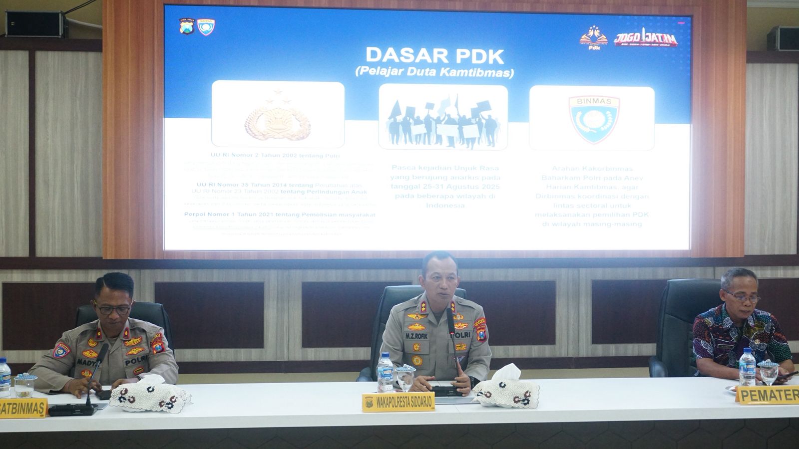 AGEN PERUBAHAN : Polresta Sidoarjo bekali PDK dengan mendorong agar berperan aktif menjaga keamanan dan ketertiban masyarakat.