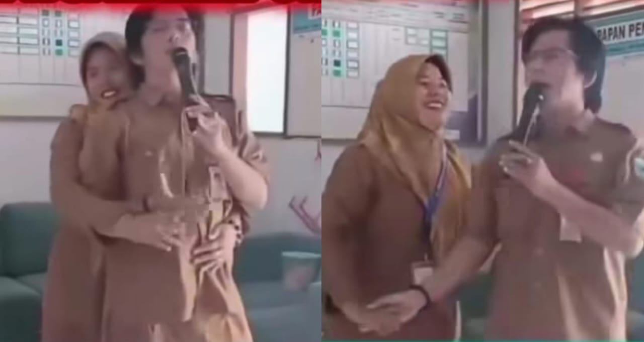 VIRAL: Diduga dua oknum kepala sekolah sedang karaoke dan berpelukan di lingkungan sekolah.