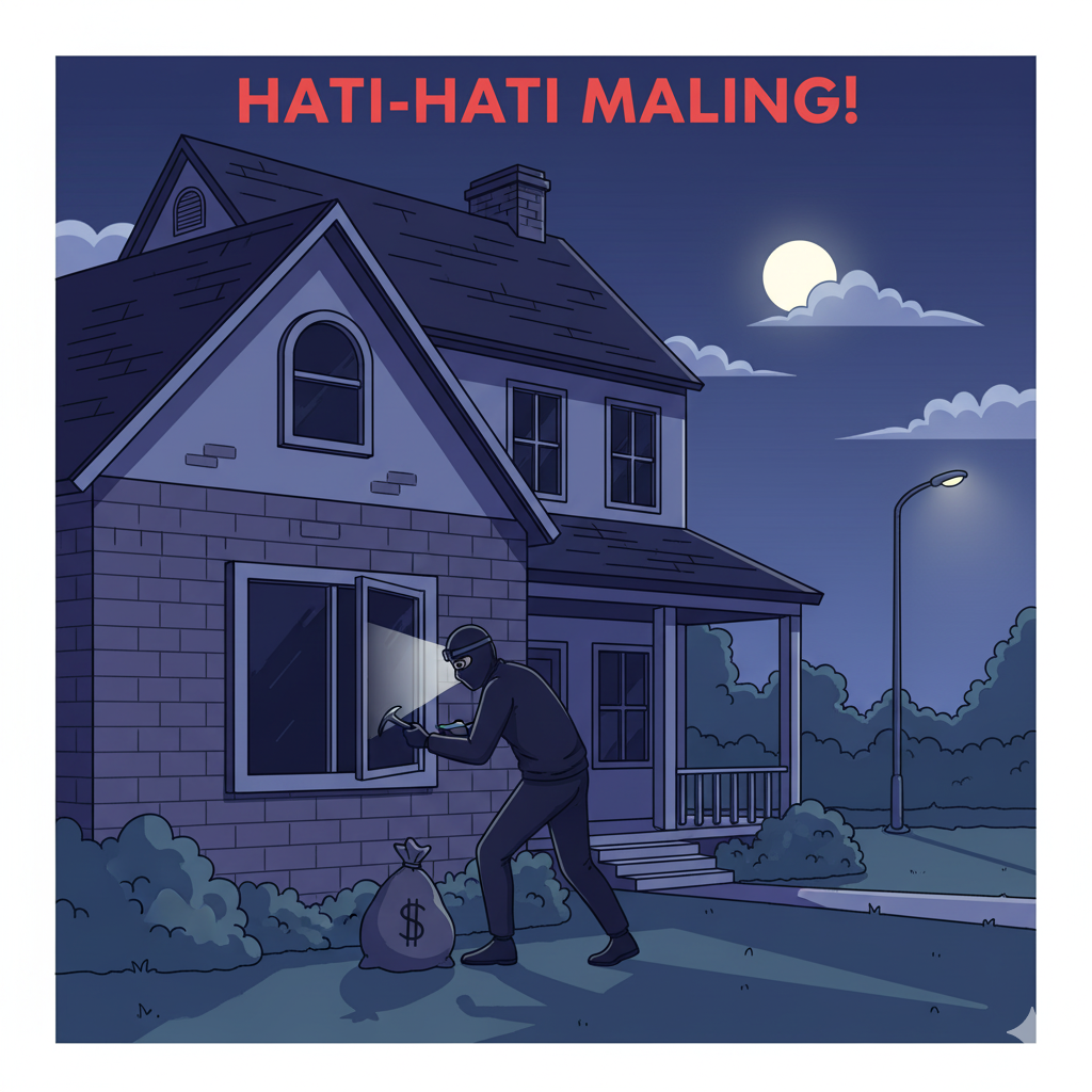 Ilustrasi rumah dibobol maling. (AI/DIKY SANSIRI/RADAR SIDOARJO)