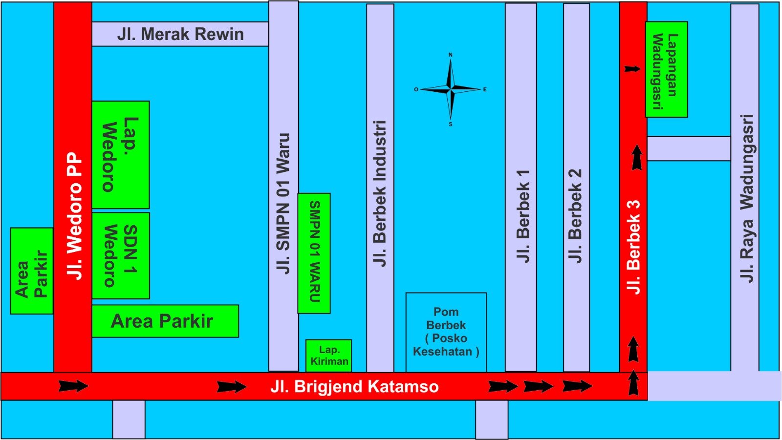 PAWAI: Jalur yang dilalui peserta pawai di Waru, besok, Minggu (26/10).