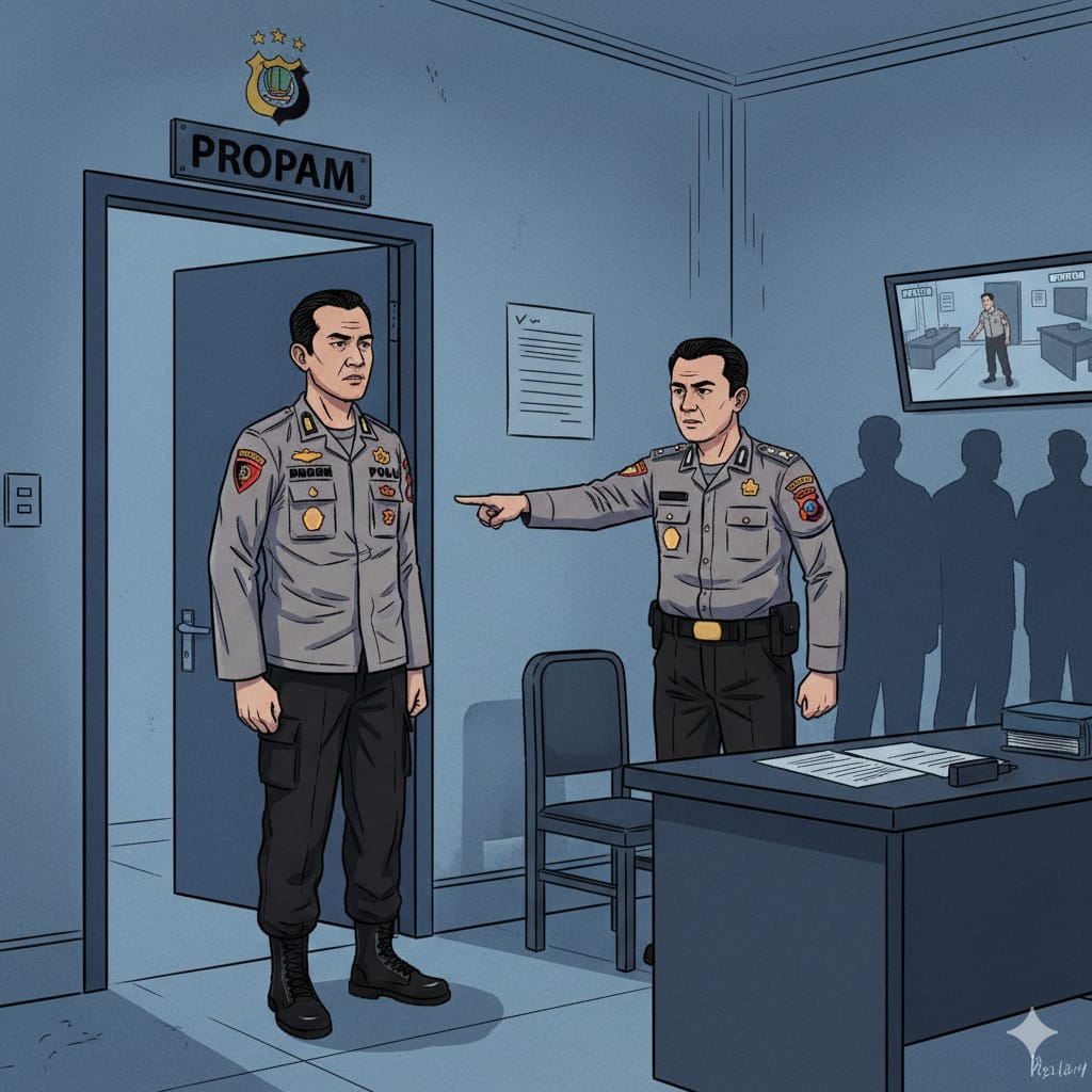 Ilustrasi gambar Propam Polresta Sidoarjo. (AI/DIKY SANSIRI/RADAR SIDOARJO)