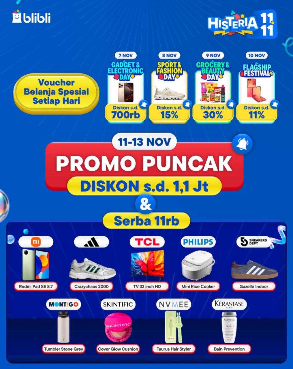 Blibli berikan voucher belanja spesial setiap hari.