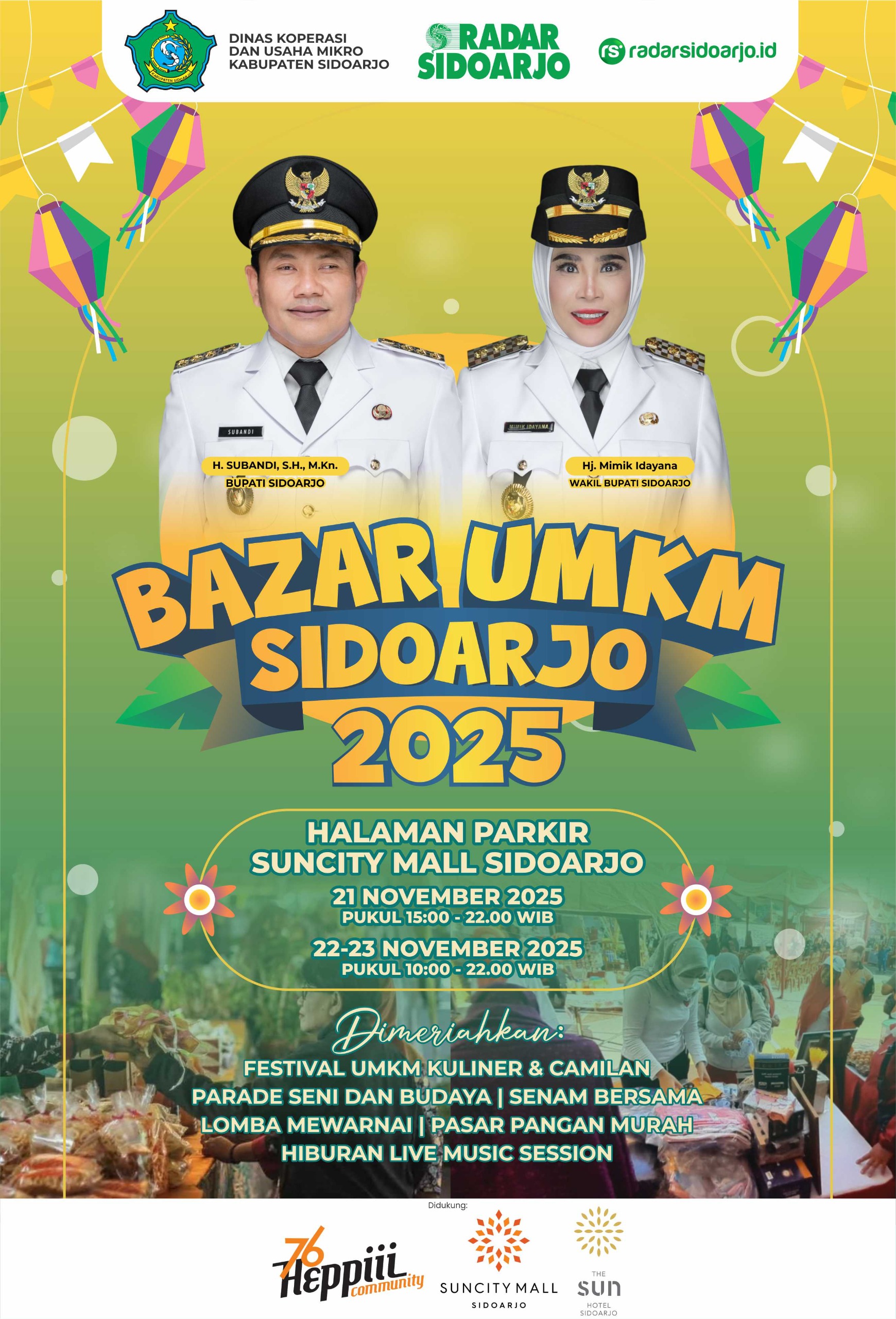 Bazar UMKM oleh Dinas Koperasi dan Usaha Mikro bekerjasama dengan Radar Sidoarjo.