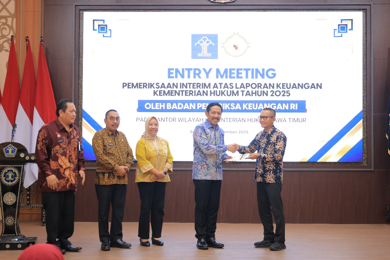 SINERGI:Kanwil Kementerian Hukum Jawa Timur menjadi salah satu entitas uji petik dalam pelaksanaan Pemeriksaan Interim atas Laporan Keuangan Tahun Anggaran 2025 oleh Badan Pemeriksa Keuangan (BPK) RI.