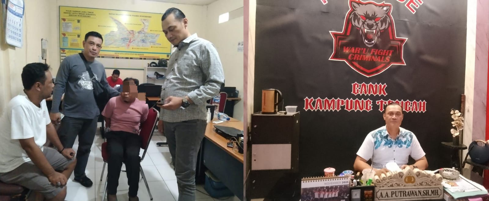 MERESAHKAN: Tersangka (kaos pink) saat diamankan Unit Reskrim Polsek Waru.