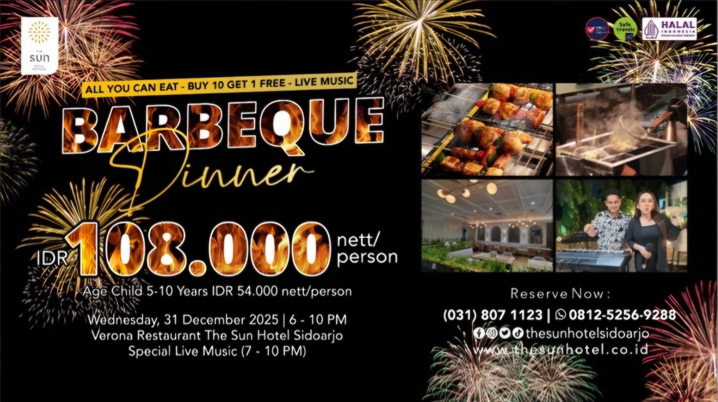 MERIAHKAN: Promo BBQ Dinner New Year di The Sun Hotel Sidoarjo. (IST/RADAR SURABAYA)