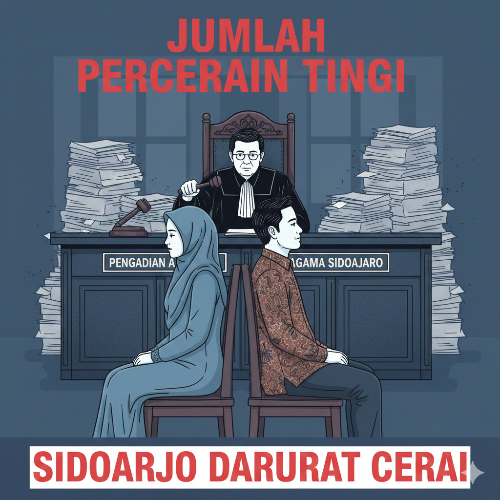 Ilustrasi angka perceraian di Sidoarjo. (AI/RADAR SIDOARJO)