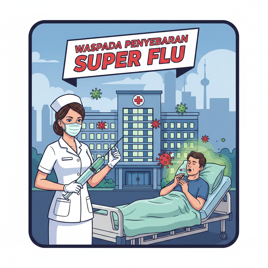Ilustrasi gambar antisipasi penyebaran super flu. (AI/DIKY SANSIRI)
