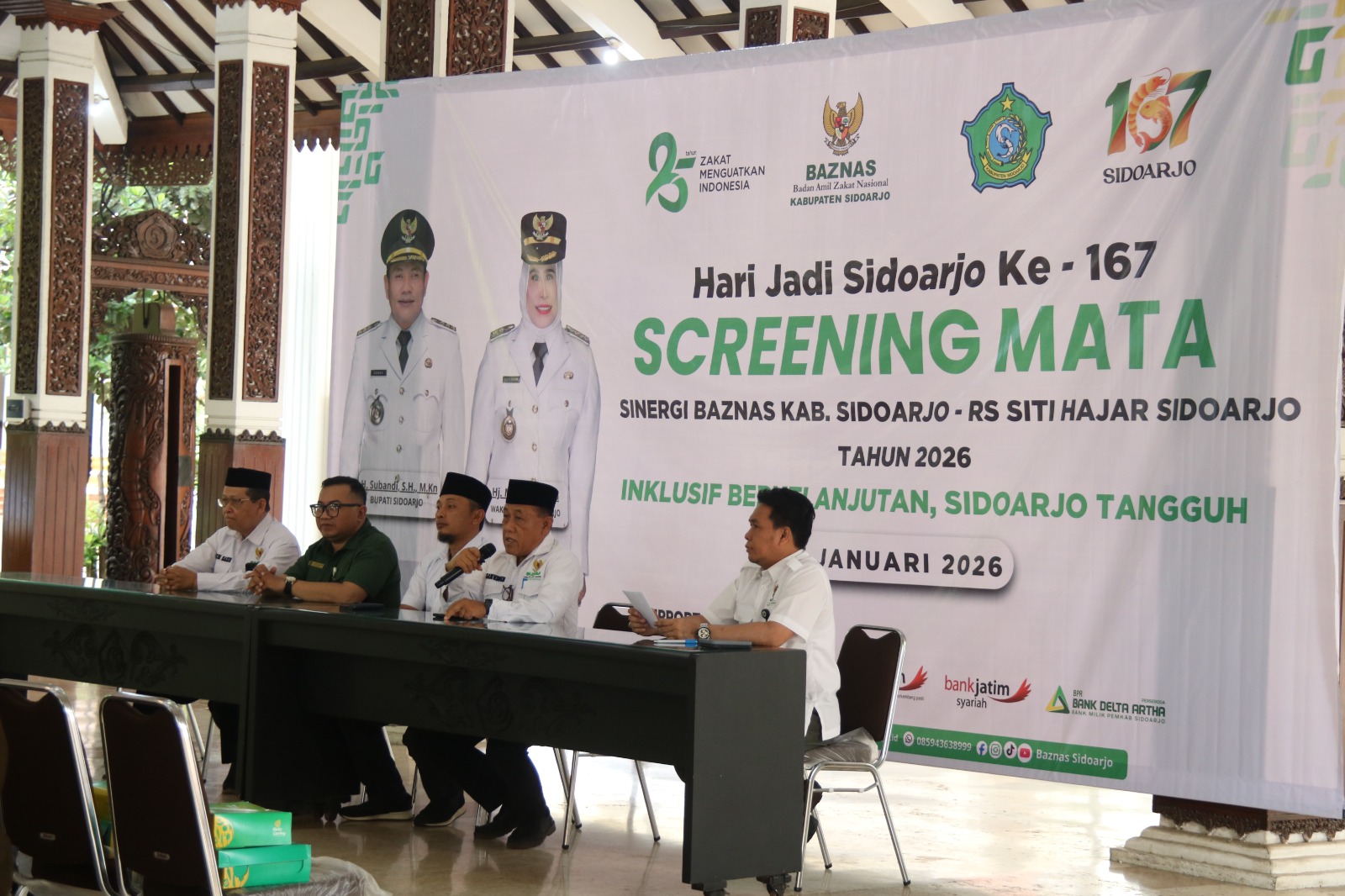 Menyongsong Hari Jadi Kabupaten Sidoarjo ke-167, Badan Amil Zakat Nasional (BAZNAS) Kabupaten Sidoarjo menggelar aksi kemanusiaan berupa screening dan operasi katarak gratis bagi warga duafa.