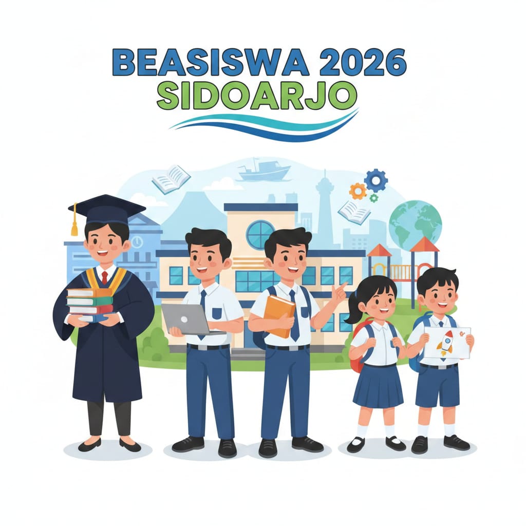 Ilustrasi program beasiswa Pemkab Sidoarjo. (AI/RADAR SIDOARJO)