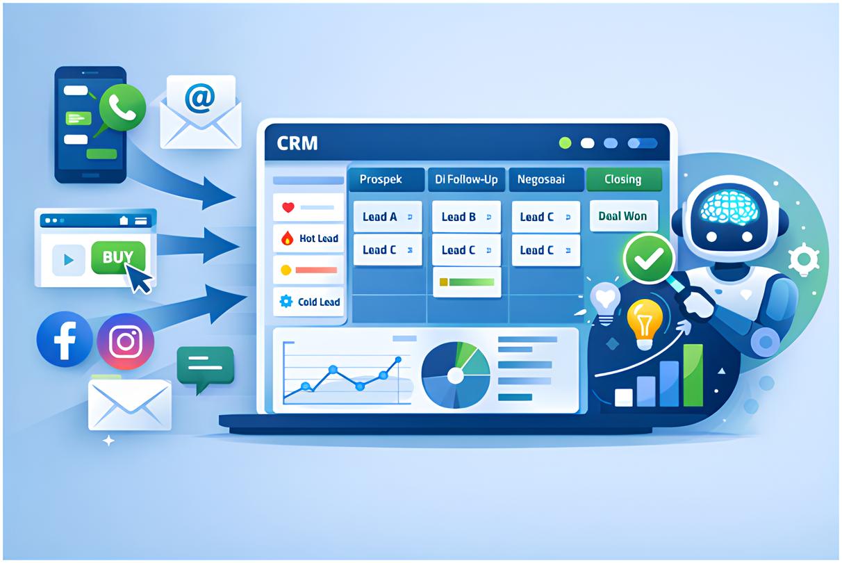Mengelola pipeline penjualan menggunakan CRM dan otomatisasi AI