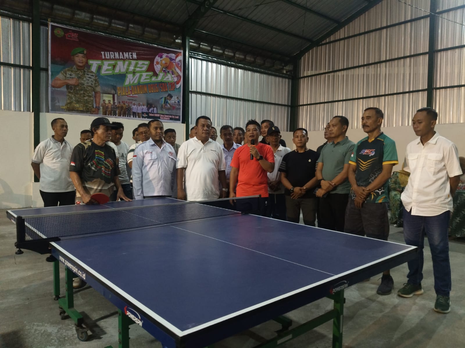 OLAHRAGA: Sambutan Letkol Czi Shobirin Setio Utomo Dandim 0816 Sidoarjo dalam pembukaan lomba tenis meja "Dandim Sidoarjo Cup".