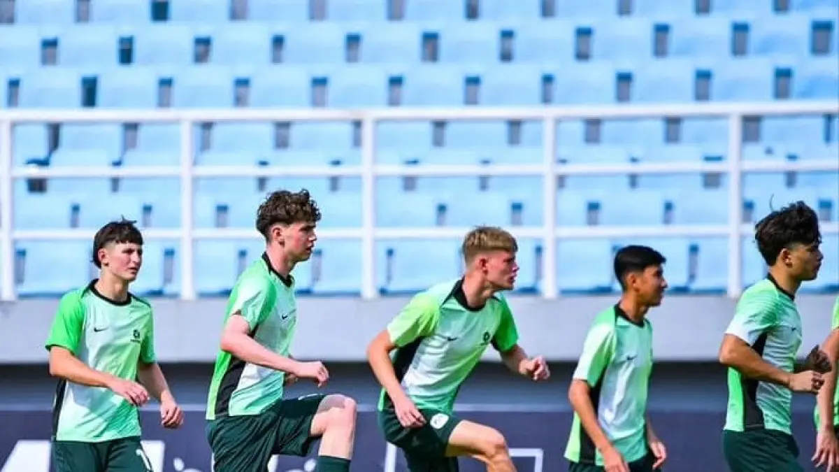 Timnas Australia U-17 saat pemanasan jelang lawan Brunei Darussalam. (Instagran 
