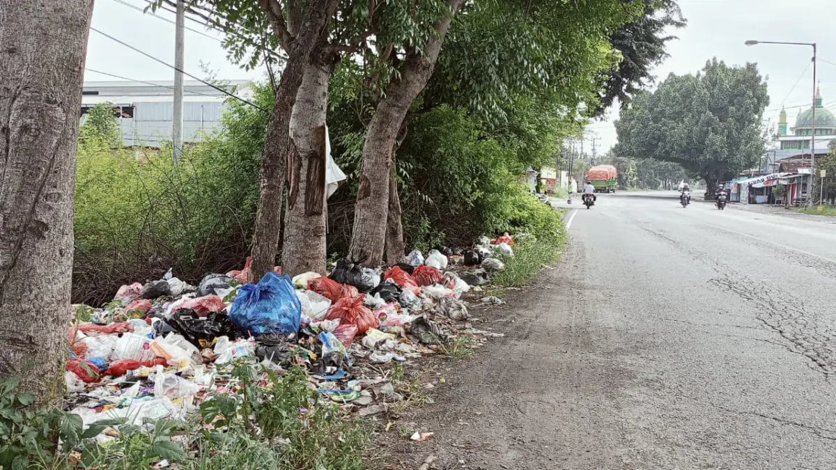 BUTUH PENANGANAN: Sampah liar yang masih banyak terlihat di sejumlah pinggir jalan di Sidoarjo.